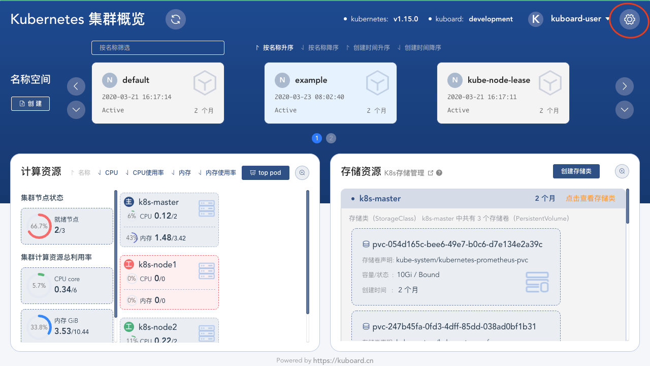 Kubernetes集群概览页